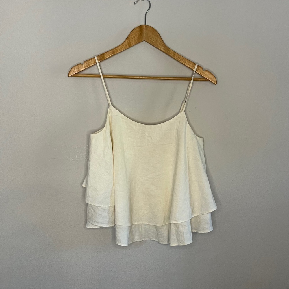 BP Cream Asymmetrical Tiered Cropped Tank